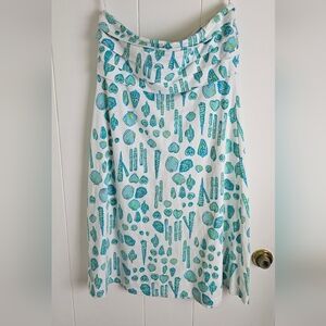Lilly Pulitzer Strapless sea shell pattern knee length white/aqua summer dress M
